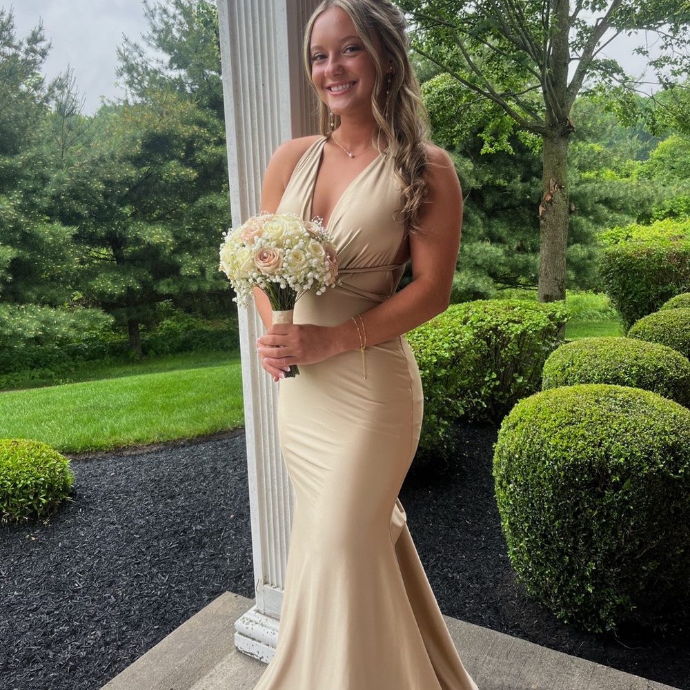 Chic Cream Halter Gown